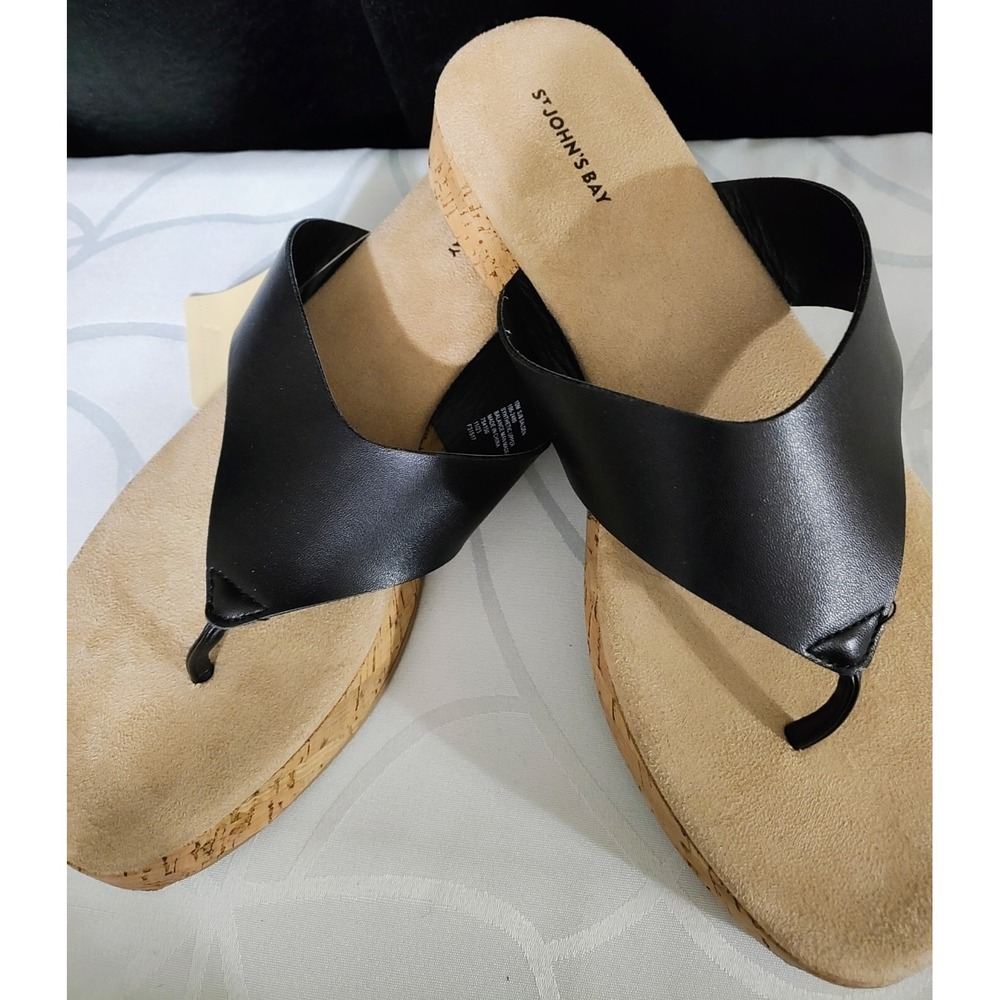 St. John's Bay Salden Black Sandal Size 10 M NEW